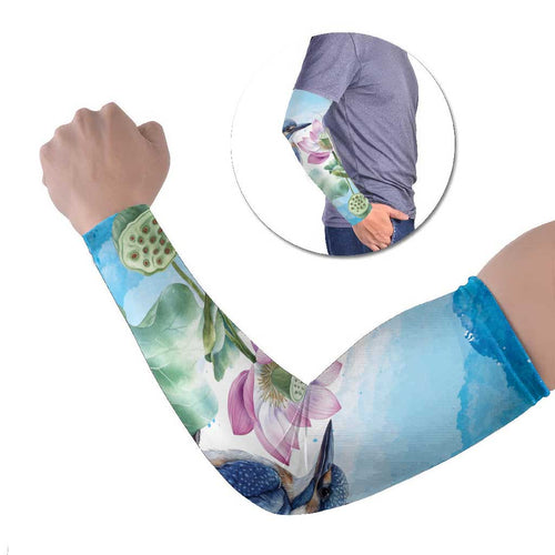 Australia Azure Kingfisher Arm Sleeves Ceyx Azureus Sacred Lotus Watercolor - Aussie Hoodie