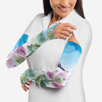 Australia Azure Kingfisher Arm Sleeves Ceyx Azureus Sacred Lotus Watercolor - Aussie Hoodie
