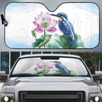 Australia Azure Kingfisher Auto Sun Shade Ceyx Azureus Sacred Lotus Watercolor - Aussie Hoodie