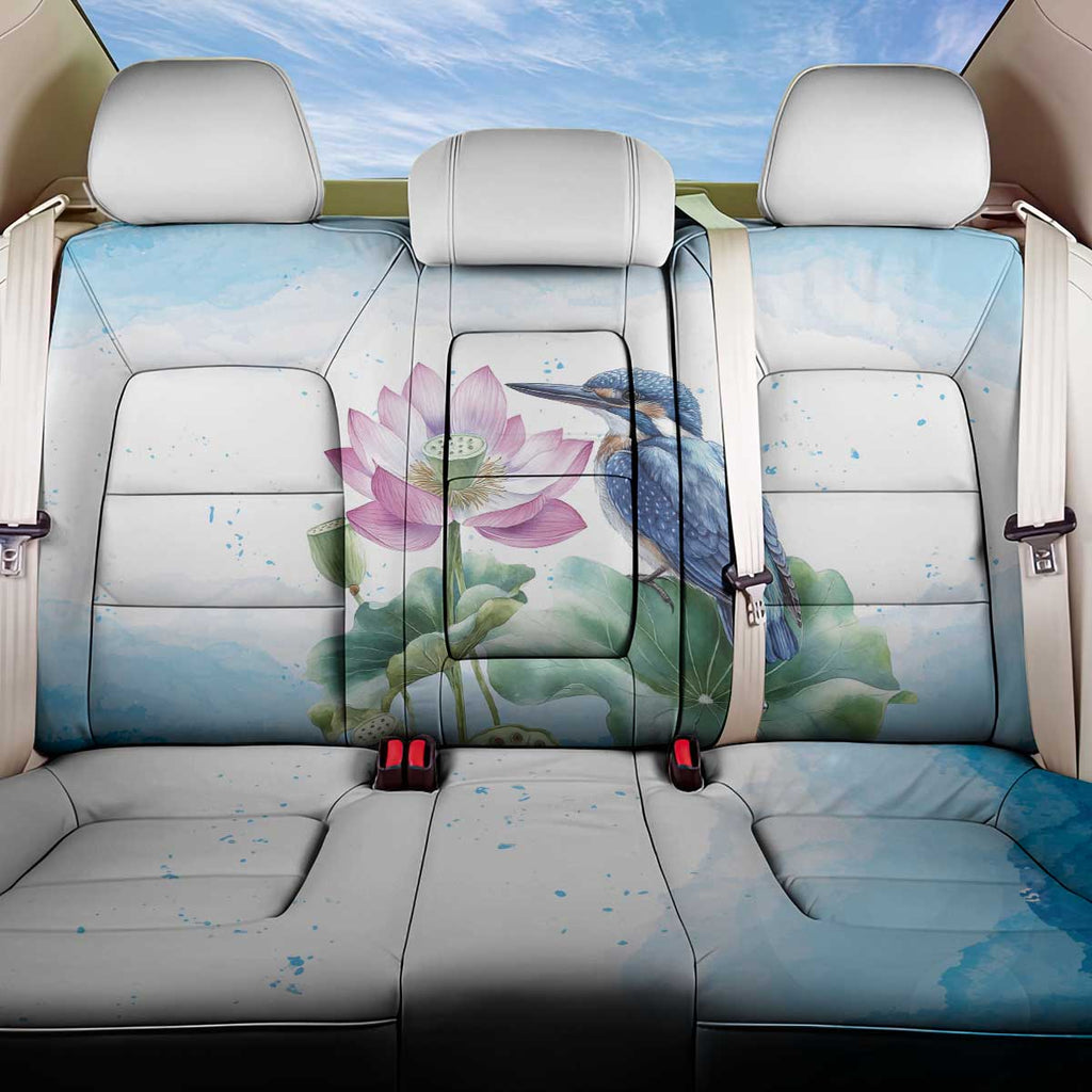 Australia Azure Kingfisher Back Car Seat Cover Ceyx Azureus Sacred Lotus Watercolor - Aussie Hoodie