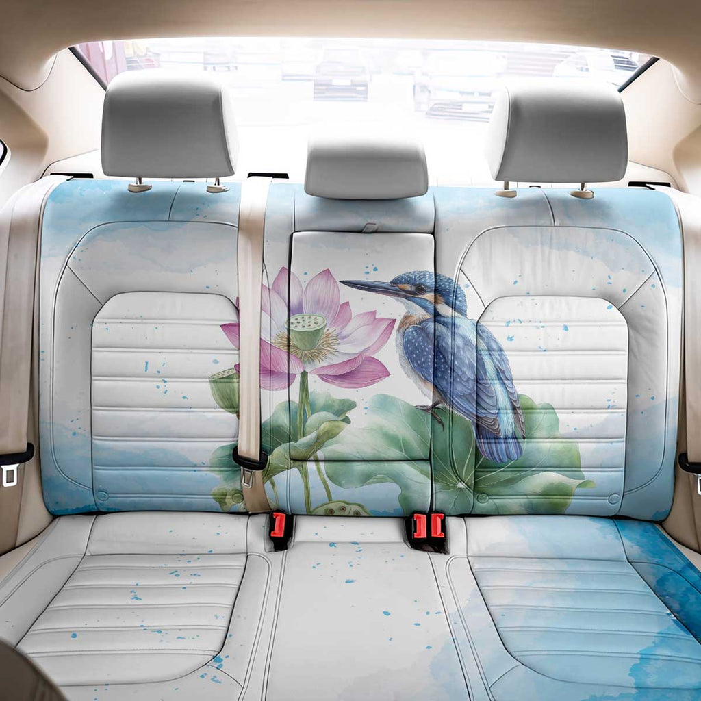 Australia Azure Kingfisher Back Car Seat Cover Ceyx Azureus Sacred Lotus Watercolor - Aussie Hoodie