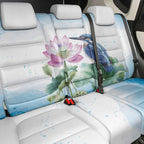 Australia Azure Kingfisher Back Car Seat Cover Ceyx Azureus Sacred Lotus Watercolor - Aussie Hoodie