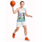 Australia Azure Kingfisher Basketball Jersey Ceyx Azureus Sacred Lotus Watercolor - Aussie Hoodie