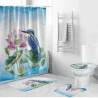 Australia Azure Kingfisher Bathroom Set Ceyx Azureus Sacred Lotus Watercolor - Aussie Hoodie