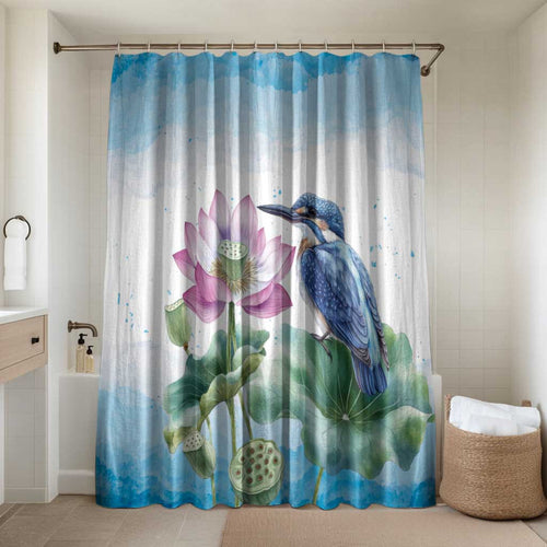 Australia Azure Kingfisher Bathroom Set Ceyx Azureus Sacred Lotus Watercolor - Aussie Hoodie