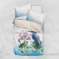 Australia Azure Kingfisher Bedding Set Ceyx Azureus Sacred Lotus Watercolor - Aussie Hoodie