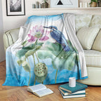 Australia Azure Kingfisher Blanket Ceyx Azureus Sacred Lotus Watercolor - Aussie Hoodie