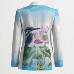 Australia Azure Kingfisher Blazer Ceyx Azureus Sacred Lotus Watercolor - Aussie Hoodie