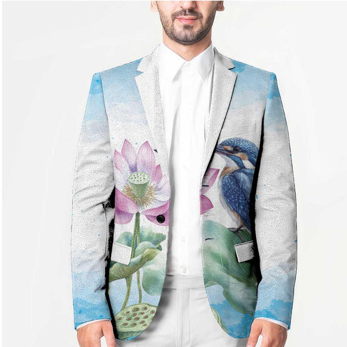 Australia Azure Kingfisher Blazer Ceyx Azureus Sacred Lotus Watercolor - Aussie Hoodie