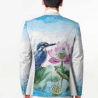 Australia Azure Kingfisher Blazer Ceyx Azureus Sacred Lotus Watercolor - Aussie Hoodie