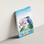 Australia Azure Kingfisher Canvas Wall Art Ceyx Azureus Sacred Lotus Watercolor - Aussie Hoodie