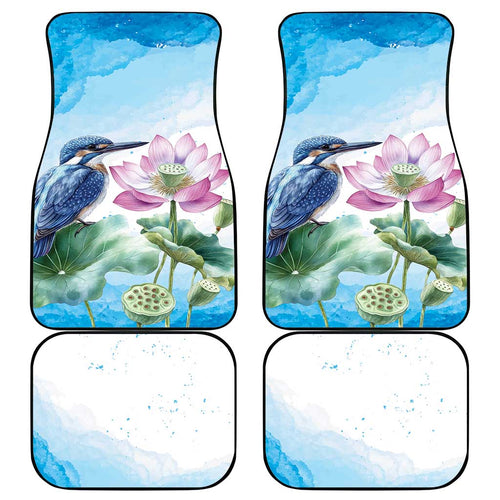 Australia Azure Kingfisher Car Mats Ceyx Azureus Sacred Lotus Watercolor - Aussie Hoodie