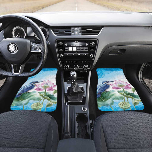 Australia Azure Kingfisher Car Mats Ceyx Azureus Sacred Lotus Watercolor - Aussie Hoodie