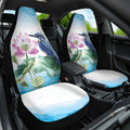 Australia Azure Kingfisher Car Seat Cover Ceyx Azureus Sacred Lotus Watercolor - Aussie Hoodie