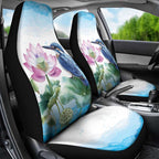 Australia Azure Kingfisher Car Seat Cover Ceyx Azureus Sacred Lotus Watercolor - Aussie Hoodie