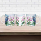 Australia Azure Kingfisher Ceramic Mug Ceyx Azureus Sacred Lotus Watercolor - Aussie Hoodie