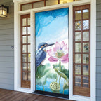 Australia Azure Kingfisher Door Cover Ceyx Azureus Sacred Lotus Watercolor - Aussie Hoodie
