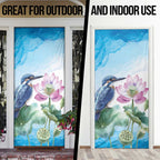 Australia Azure Kingfisher Door Cover Ceyx Azureus Sacred Lotus Watercolor - Aussie Hoodie