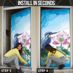 Australia Azure Kingfisher Door Cover Ceyx Azureus Sacred Lotus Watercolor - Aussie Hoodie