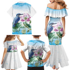 Australia Azure Kingfisher Family Matching Mermaid Dress and Hawaiian Shirt Ceyx Azureus Sacred Lotus Watercolor - Aussie Hoodie