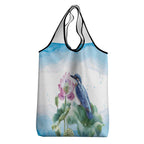 Australia Azure Kingfisher Grocery Bag Ceyx Azureus Sacred Lotus Watercolor - Aussie Hoodie