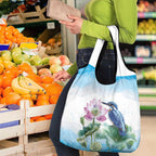 Australia Azure Kingfisher Grocery Bag Ceyx Azureus Sacred Lotus Watercolor - Aussie Hoodie
