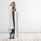 Australia Azure Kingfisher Hooded Blanket Ceyx Azureus Sacred Lotus Watercolor - Aussie Hoodie