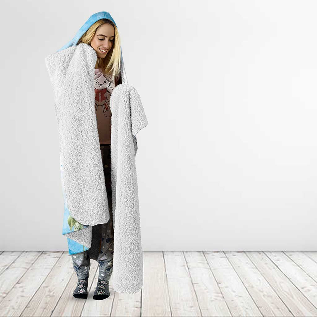 Australia Azure Kingfisher Hooded Blanket Ceyx Azureus Sacred Lotus Watercolor - Aussie Hoodie