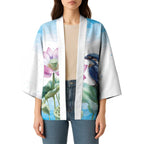 Australia Azure Kingfisher Kimono Ceyx Azureus Sacred Lotus Watercolor - Aussie Hoodie