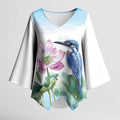 Australia Azure Kingfisher Kimono Sleeve Blouse Ceyx Azureus Sacred Lotus Watercolor - Aussie Hoodie
