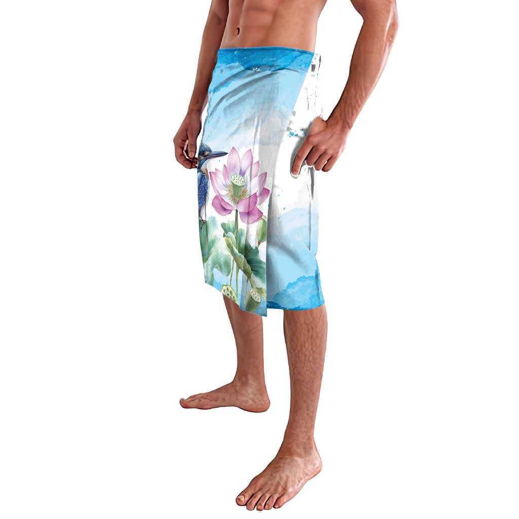 Australia Azure Kingfisher Lavalava Ceyx Azureus Sacred Lotus Watercolor - Aussie Hoodie