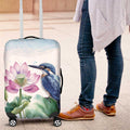 Australia Azure Kingfisher Luggage Cover Ceyx Azureus Sacred Lotus Watercolor - Aussie Hoodie