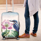 Australia Azure Kingfisher Luggage Cover Ceyx Azureus Sacred Lotus Watercolor - Aussie Hoodie