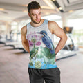Australia Azure Kingfisher Men Tank Top Ceyx Azureus Sacred Lotus Watercolor - Aussie Hoodie