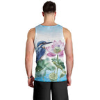 Australia Azure Kingfisher Men Tank Top Ceyx Azureus Sacred Lotus Watercolor - Aussie Hoodie