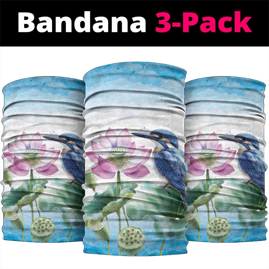Australia Azure Kingfisher Neck Gaiter Ceyx Azureus Sacred Lotus Watercolor - Aussie Hoodie