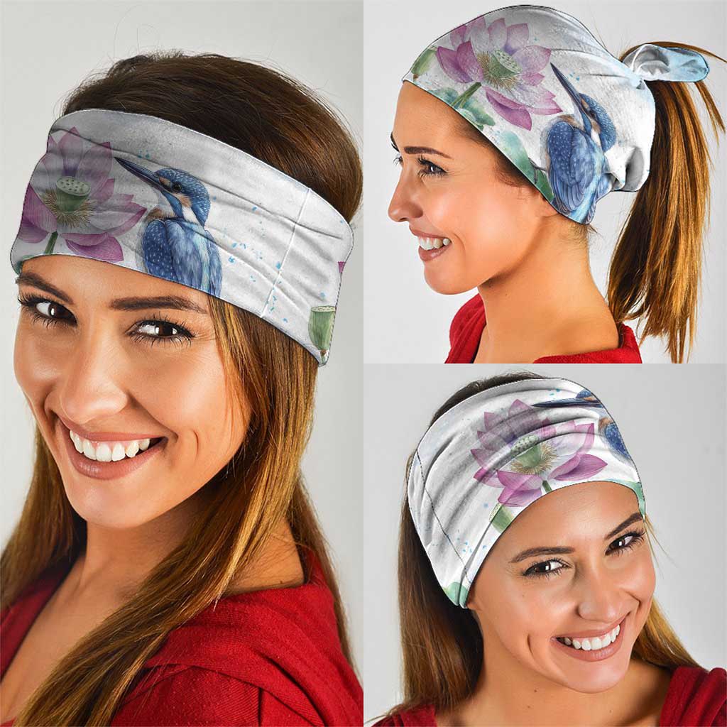 Australia Azure Kingfisher Neck Gaiter Ceyx Azureus Sacred Lotus Watercolor - Aussie Hoodie