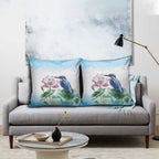 Australia Azure Kingfisher Pillow Cover Ceyx Azureus Sacred Lotus Watercolor - Aussie Hoodie