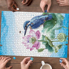 Australia Azure Kingfisher Puzzle Ceyx Azureus Sacred Lotus Watercolor - Aussie Hoodie