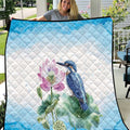 Australia Azure Kingfisher Quilt Ceyx Azureus Sacred Lotus Watercolor - Aussie Hoodie