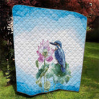 Australia Azure Kingfisher Quilt Ceyx Azureus Sacred Lotus Watercolor - Aussie Hoodie
