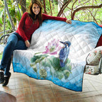 Australia Azure Kingfisher Quilt Ceyx Azureus Sacred Lotus Watercolor - Aussie Hoodie