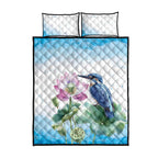 Australia Azure Kingfisher Quilt Bed Set Ceyx Azureus Sacred Lotus Watercolor - Aussie Hoodie