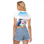 Australia Azure Kingfisher Raglan Cropped T Shirt Ceyx Azureus Sacred Lotus Watercolor - Aussie Hoodie