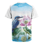 Australia Azure Kingfisher Rugby Jersey Ceyx Azureus Sacred Lotus Watercolor - Aussie Hoodie