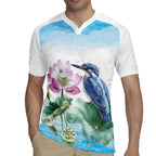 Australia Azure Kingfisher Rugby Jersey Ceyx Azureus Sacred Lotus Watercolor - Aussie Hoodie