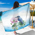 Australia Azure Kingfisher Sarong Ceyx Azureus Sacred Lotus Watercolor - Aussie Hoodie