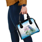 Australia Azure Kingfisher Shoulder Handbag Ceyx Azureus Sacred Lotus Watercolor - Aussie Hoodie