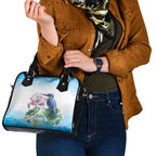 Australia Azure Kingfisher Shoulder Handbag Ceyx Azureus Sacred Lotus Watercolor - Aussie Hoodie