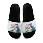 Australia Azure Kingfisher Slide Sandals Ceyx Azureus Sacred Lotus Watercolor - Aussie Hoodie